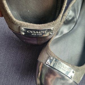 Coach Darsi Metallic Gold Dusted Suede flat